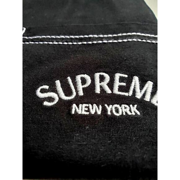 Supreme Mens Polo Shirt Black Short Sleeve Pocket Spell Out 100% Cotton M New - Picture 3 of 6